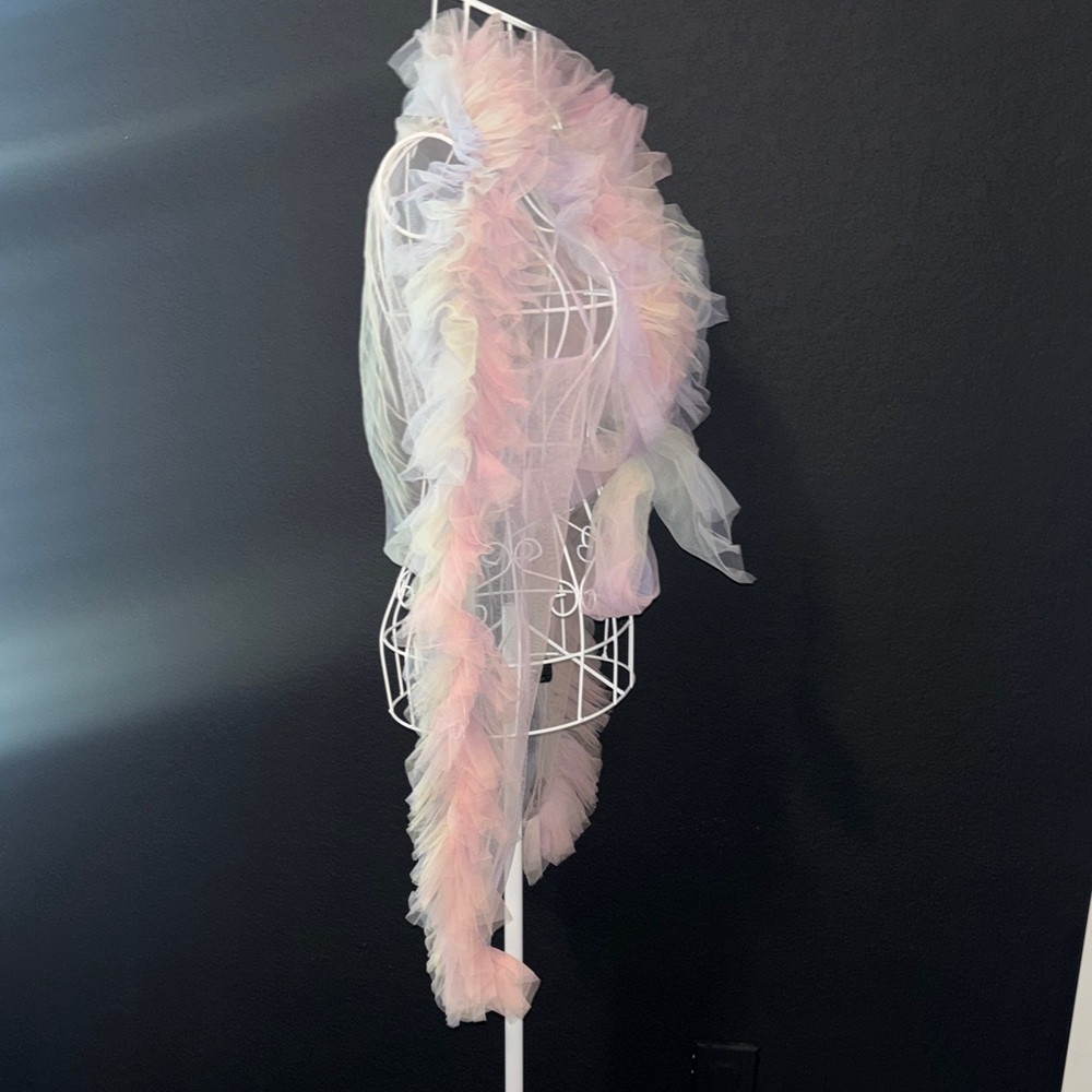 Pastel Pink Tulle Ruffle Wrap - Picture 6 of 8